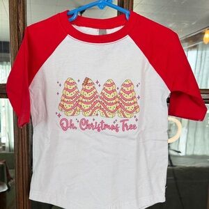 Festive Kids Raglan Tee - Red & White